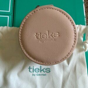 TIEKS BY GAVRIELI BALLERINA PINK LEATHER TRAVEL JEWELRY CASE ROUND NEW WITH BAG